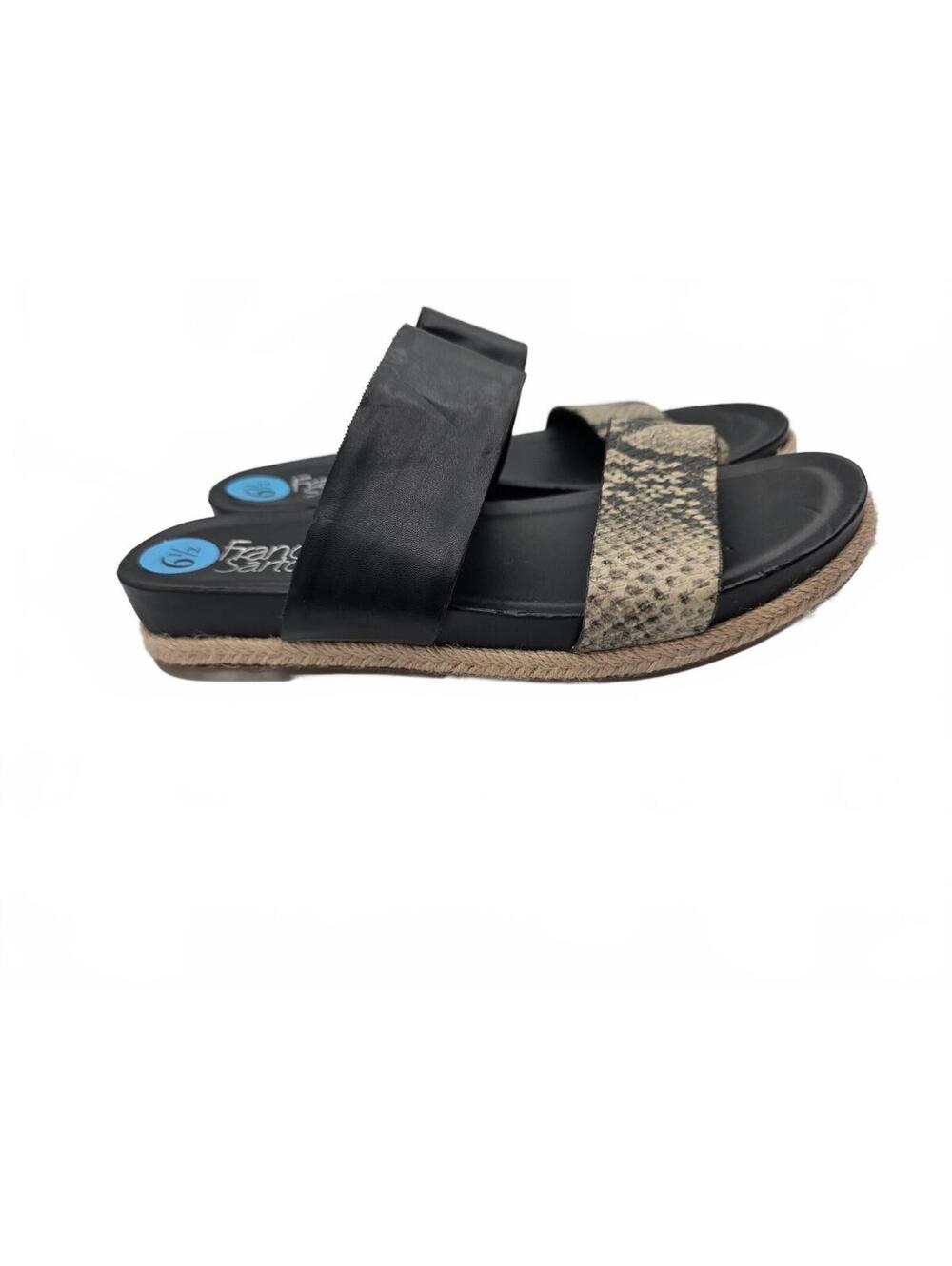 Franco Sarto Womens Sandals Slip On Black Gray Size 6.5 Preppy Minimalist office - Picture 2 of 7